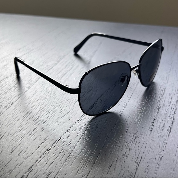 NWT Fossil 57mm Black Aviator Sunglasses